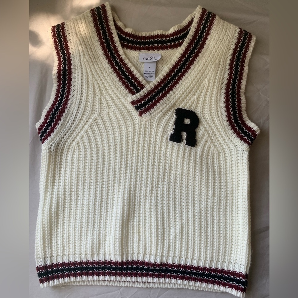 Varsity Knit Sweater Vest from Rue 21 | S